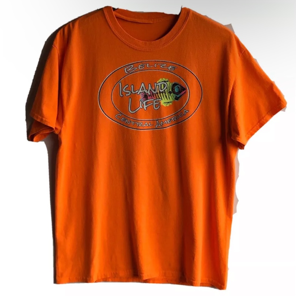 Belize Central America Island Life Unbr Short Sleeve Tee Orange Est M\L No Tag